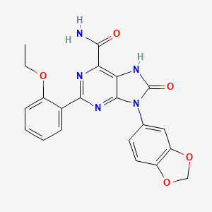 molecular formula C21H17N5O5 B2614851 9-(2H-1,3-benzodioxol-5-yl)-2-(2-ethoxyphenyl)-8-oxo-8,9-dihydro-7H-purine-6-carboxamide CAS No. 898447-33-1