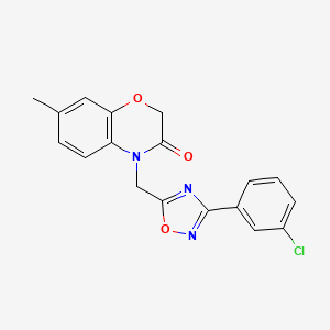 molecular formula C18H14ClN3O3 B2614862 4-((3-(3-chlorophenyl)-1,2,4-oxadiazol-5-yl)methyl)-7-methyl-2H-benzo[b][1,4]oxazin-3(4H)-one CAS No. 1105213-67-9