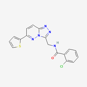 molecular formula C17H12ClN5OS B2614872 2-氯-N-((6-(噻吩-2-基)-[1,2,4]三唑并[4,3-b]哒嗪-3-基)甲基)苯甲酰胺 CAS No. 2034262-41-2