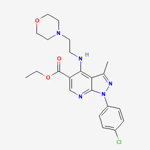 ethyl 1-(4-chlorophenyl)-3-methyl-4-[(2-morpholinoethyl)amino]-1H-pyrazolo[3,4-b]pyridine-5-carboxylate