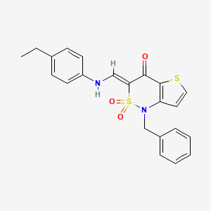 molecular formula C22H20N2O3S2 B2614893 (Z)-1-benzyl-3-(((4-ethylphenyl)amino)methylene)-1H-thieno[3,2-c][1,2]thiazin-4(3H)-one 2,2-dioxide CAS No. 894672-24-3