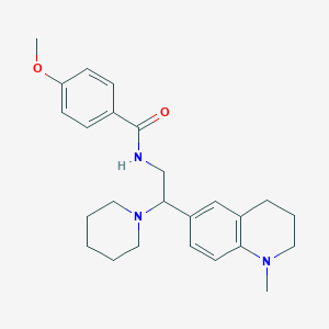 molecular formula C25H33N3O2 B2614897 4-methoxy-N-(2-(1-methyl-1,2,3,4-tetrahydroquinolin-6-yl)-2-(piperidin-1-yl)ethyl)benzamide CAS No. 922091-95-0