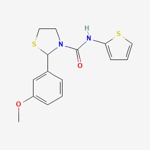 molecular formula C15H16N2O2S2 B2614902 2-(3-methoxyphenyl)-N-(thiophen-2-yl)thiazolidine-3-carboxamide CAS No. 2034471-92-4