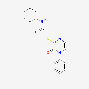 molecular formula C19H23N3O2S B2614905 N-cyclohexyl-2-((3-oxo-4-(p-tolyl)-3,4-dihydropyrazin-2-yl)thio)acetamide CAS No. 941935-15-5