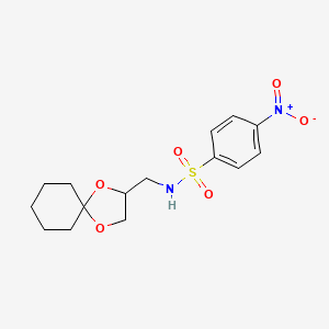 molecular formula C15H20N2O6S B2614906 N-(1,4-dioxaspiro[4.5]decan-2-ylmethyl)-4-nitrobenzenesulfonamide CAS No. 900006-61-3