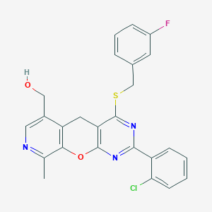 (2-(2-chlorophenyl)-4-((3-fluorobenzyl)thio)-9-methyl-5H-pyrido[4',3':5,6]pyrano[2,3-d]pyrimidin-6-yl)methanol