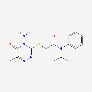 2-[(4-amino-6-methyl-5-oxo-1,2,4-triazin-3-yl)sulfanyl]-N-phenyl-N-propan-2-ylacetamide