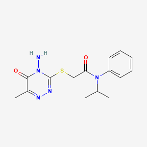 molecular formula C15H19N5O2S B2614911 2-[(4-amino-6-methyl-5-oxo-1,2,4-triazin-3-yl)sulfanyl]-N-phenyl-N-propan-2-ylacetamide CAS No. 886966-13-8