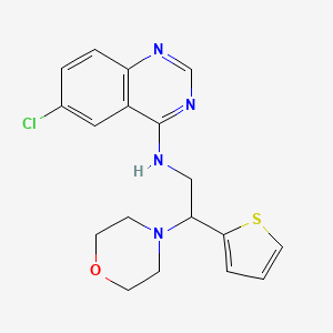 molecular formula C18H19ClN4OS B2614918 6-Chloro-N-(2-morpholin-4-yl-2-thiophen-2-ylethyl)quinazolin-4-amine CAS No. 2380185-57-7