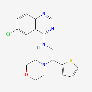 molecular formula C18H19ClN4OS B2614918 6-chloro-N-[2-(morpholin-4-yl)-2-(thiophen-2-yl)ethyl]quinazolin-4-amine CAS No. 2380185-57-7