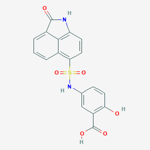 molecular formula C18H12N2O6S B261494 2-Hydroxy-5-{[(2-oxo-1,2-dihydrobenzo[cd]indol-6-yl)sulfonyl]amino}benzoic acid 