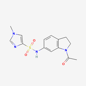 molecular formula C14H16N4O3S B2614946 N-(1-乙酰基吲哚啉-6-基)-1-甲基-1H-咪唑-4-磺酰胺 CAS No. 1428349-08-9