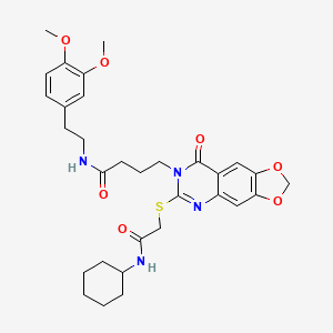 4-(6-{[(cyclohexylcarbamoyl)methyl]sulfanyl}-8-oxo-2H,7H,8H-[1,3]dioxolo[4,5-g]quinazolin-7-yl)-N-[2-(3,4-dimethoxyphenyl)ethyl]butanamide