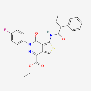 molecular formula C25H22FN3O4S B2614976 3-(4-氟苯基)-4-氧代-5-(2-苯基丁酰氨基)噻吩并[3,4-d]嘧啶-1-羧酸乙酯 CAS No. 851949-81-0