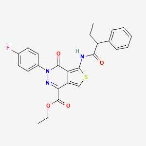 molecular formula C25H22FN3O4S B2614976 Ethyl 3-(4-fluorophenyl)-4-oxo-5-(2-phenylbutanoylamino)thieno[3,4-d]pyridazine-1-carboxylate CAS No. 851949-81-0