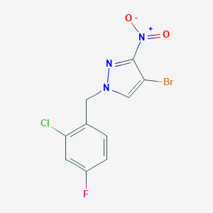 molecular formula C10H6BrClFN3O2 B261498 4-bromo-1-(2-chloro-4-fluorobenzyl)-3-nitro-1H-pyrazole 