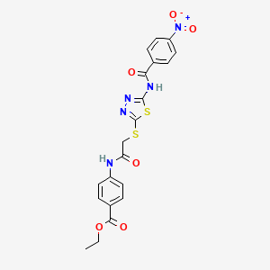 ethyl 4-(2-{[5-(4-nitrobenzamido)-1,3,4-thiadiazol-2-yl]sulfanyl}acetamido)benzoate