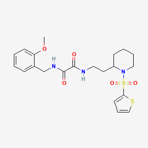 molecular formula C21H27N3O5S2 B2615002 N1-(2-methoxybenzyl)-N2-(2-(1-(thiophen-2-ylsulfonyl)piperidin-2-yl)ethyl)oxalamide CAS No. 898368-94-0
