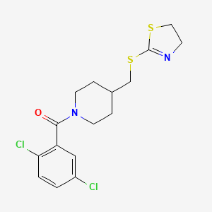 (2,5-Dichlorophenyl)(4-(((4,5-dihydrothiazol-2-yl)thio)methyl)piperidin-1-yl)methanone