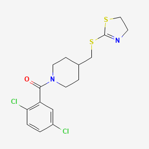 molecular formula C16H18Cl2N2OS2 B2615023 (2,5-Dichlorophenyl)(4-(((4,5-dihydrothiazol-2-yl)thio)methyl)piperidin-1-yl)methanone CAS No. 1396761-38-8