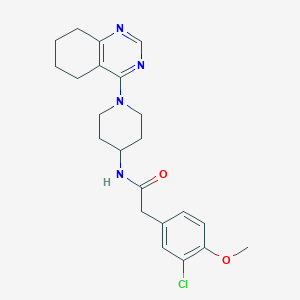 molecular formula C22H27ClN4O2 B2615046 2-(3-chloro-4-methoxyphenyl)-N-(1-(5,6,7,8-tetrahydroquinazolin-4-yl)piperidin-4-yl)acetamide CAS No. 2034595-86-1