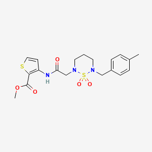 molecular formula C19H23N3O5S2 B2615060 Methyl 3-(2-(6-(4-methylbenzyl)-1,1-dioxido-1,2,6-thiadiazinan-2-yl)acetamido)thiophene-2-carboxylate CAS No. 1185087-53-9