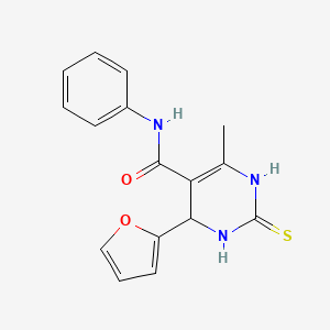 molecular formula C16H15N3O2S B2615063 4-(呋喃-2-基)-6-甲基-N-苯基-2-硫代-1,2,3,4-四氢嘧啶-5-甲酰胺 CAS No. 332849-72-6