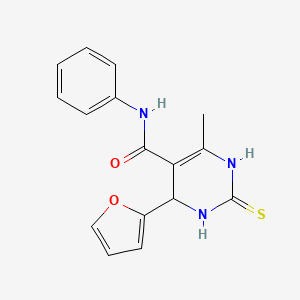 molecular formula C16H15N3O2S B2615063 4-(furan-2-yl)-6-methyl-N-phenyl-2-sulfanylidene-1,2,3,4-tetrahydropyrimidine-5-carboxamide CAS No. 332849-72-6