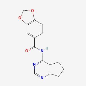 molecular formula C15H13N3O3 B2615093 N-(6,7-dihydro-5H-cyclopenta[d]pyrimidin-4-yl)benzo[d][1,3]dioxole-5-carboxamide CAS No. 946304-46-7