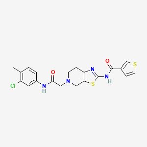 molecular formula C20H19ClN4O2S2 B2615106 N-(5-(2-((3-氯-4-甲基苯基)氨基)-2-氧代乙基)-4,5,6,7-四氢噻唑并[5,4-c]吡啶-2-基)噻吩-3-甲酰胺 CAS No. 1798457-06-3