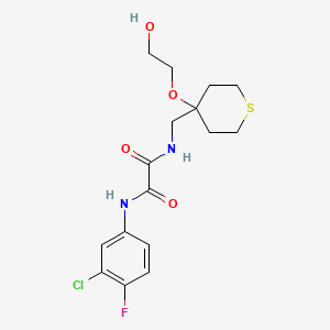 molecular formula C16H20ClFN2O4S B2615119 N1-(3-chloro-4-fluorophenyl)-N2-((4-(2-hydroxyethoxy)tetrahydro-2H-thiopyran-4-yl)methyl)oxalamide CAS No. 2309600-94-8