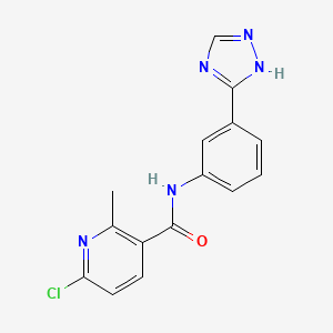 molecular formula C15H12ClN5O B2615127 6-Chloro-2-methyl-N-[3-(1H-1,2,4-triazol-5-yl)phenyl]pyridine-3-carboxamide CAS No. 2249035-28-5