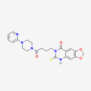 molecular formula C22H23N5O4S B2615133 7-[4-oxo-4-(4-pyridin-2-ylpiperazin-1-yl)butyl]-6-thioxo-6,7-dihydro[1,3]dioxolo[4,5-g]quinazolin-8(5H)-one CAS No. 688054-82-2
