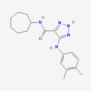 molecular formula C18H25N5O B2615137 N-cycloheptyl-5-((3,4-dimethylphenyl)amino)-1H-1,2,3-triazole-4-carboxamide CAS No. 1291867-21-4