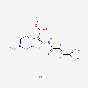 molecular formula C19H23ClN2O3S2 B2615141 (E)-ethyl 6-ethyl-2-(3-(thiophen-2-yl)acrylamido)-4,5,6,7-tetrahydrothieno[2,3-c]pyridine-3-carboxylate hydrochloride CAS No. 1217234-23-5