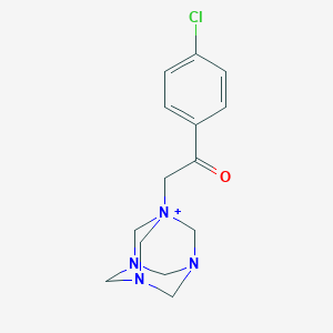 molecular formula C14H18ClN4O+ B261515 1-[2-(4-Chlorophenyl)-2-oxoethyl]-3,5,7-triaza-1-azoniatricyclo[3.3.1.1~3,7~]decane 