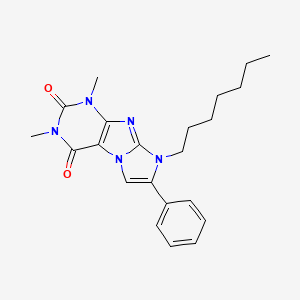 molecular formula C22H27N5O2 B2615150 8-heptyl-1,3-dimethyl-7-phenyl-1H-imidazo[2,1-f]purine-2,4(3H,8H)-dione CAS No. 899727-70-9