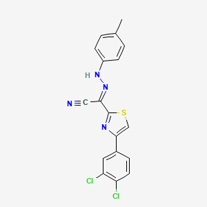 (2E)-4-(3,4-dichlorophenyl)-N-(4-methylanilino)-1,3-thiazole-2-carboximidoyl cyanide