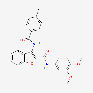 molecular formula C25H22N2O5 B2615153 N-(3,4-二甲氧基苯基)-3-(4-甲基苯甲酰胺)苯并呋喃-2-甲酰胺 CAS No. 888448-65-5
