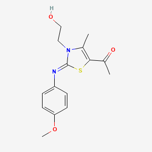 (Z)-1-(3-(2-hydroxyethyl)-2-((4-methoxyphenyl)imino)-4-methyl-2,3-dihydrothiazol-5-yl)ethanone