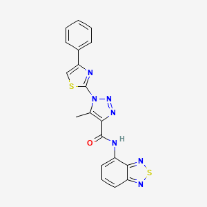 molecular formula C19H13N7OS2 B2615170 N-(benzo[c][1,2,5]thiadiazol-4-yl)-5-methyl-1-(4-phenylthiazol-2-yl)-1H-1,2,3-triazole-4-carboxamide CAS No. 1251563-40-2