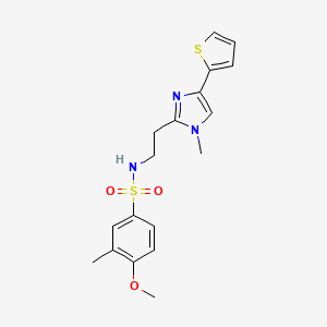 molecular formula C18H21N3O3S2 B2615172 4-甲氧基-3-甲基-N-(2-(1-甲基-4-(噻吩-2-基)-1H-咪唑-2-基)乙基)苯磺酰胺 CAS No. 1396864-12-2