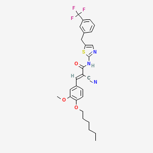 molecular formula C28H28F3N3O3S B2615178 (E)-2-cyano-3-(4-hexoxy-3-methoxyphenyl)-N-[5-[[3-(trifluoromethyl)phenyl]methyl]-1,3-thiazol-2-yl]prop-2-enamide CAS No. 468771-98-4