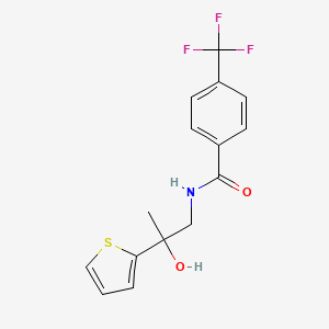 molecular formula C15H14F3NO2S B2615187 N-(2-hydroxy-2-(thiophen-2-yl)propyl)-4-(trifluoromethyl)benzamide CAS No. 1351617-45-2