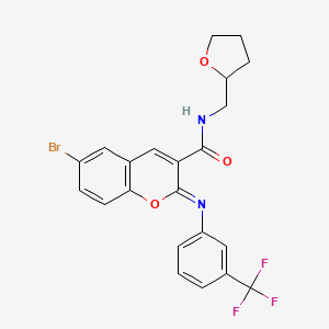 (2Z)-6-bromo-N-(tetrahydrofuran-2-ylmethyl)-2-{[3-(trifluoromethyl)phenyl]imino}-2H-chromene-3-carboxamide