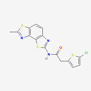 molecular formula C15H10ClN3OS3 B2615191 2-(5-氯噻吩-2-基)-N-(7-甲基苯并[1,2-d:3,4-d']双(噻唑)-2-基)乙酰胺 CAS No. 921544-87-8