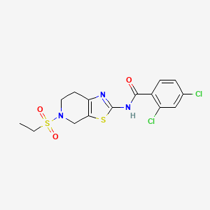 molecular formula C15H15Cl2N3O3S2 B2615198 2,4-dichloro-N-(5-(ethylsulfonyl)-4,5,6,7-tetrahydrothiazolo[5,4-c]pyridin-2-yl)benzamide CAS No. 1795297-65-2