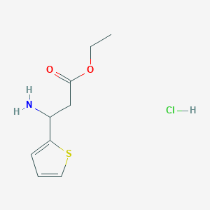 molecular formula C9H14ClNO2S B2615200 Ethyl 3-amino-3-thien-2-ylpropanoate hydrochloride CAS No. 93447-77-9; 945419-78-3