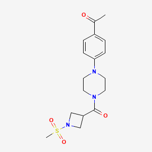 molecular formula C17H23N3O4S B2615201 1-(4-(4-(1-(甲基磺酰基)氮杂环丁烷-3-羰基)哌嗪-1-基)苯基)乙酮 CAS No. 1428364-21-9