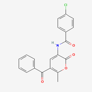 molecular formula C20H14ClNO4 B2615206 N-(5-苯甲酰基-6-甲基-2-氧代-2H-吡喃-3-基)-4-氯苯甲酰胺 CAS No. 338404-97-0